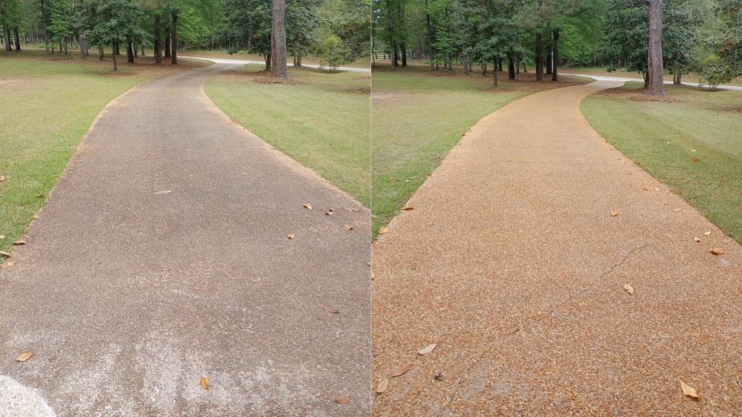 A’s Pressure Washing LLC recently completed a top quality driveway cleaning service in Midland, GA