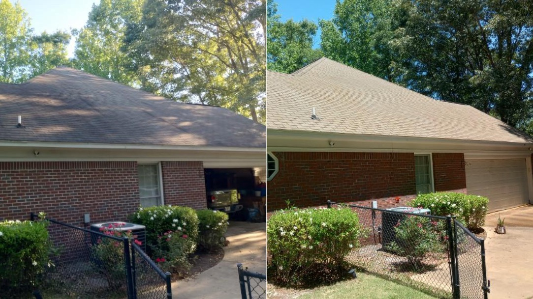 A’s Pressure Washing LLC recently completed a professional soft wash roof washing service in Midland, GA